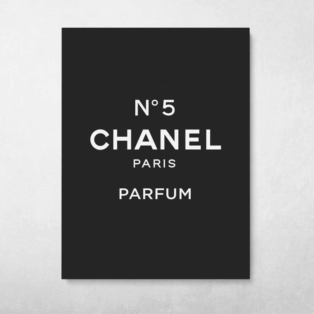 Chanel No5 Perfume Modern Black Fashion Chic Wall Art